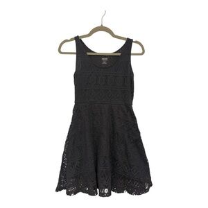 Mossimo Black Crochet Lace Fit & Flare Mini Dress Little Black Dress LBD Medium